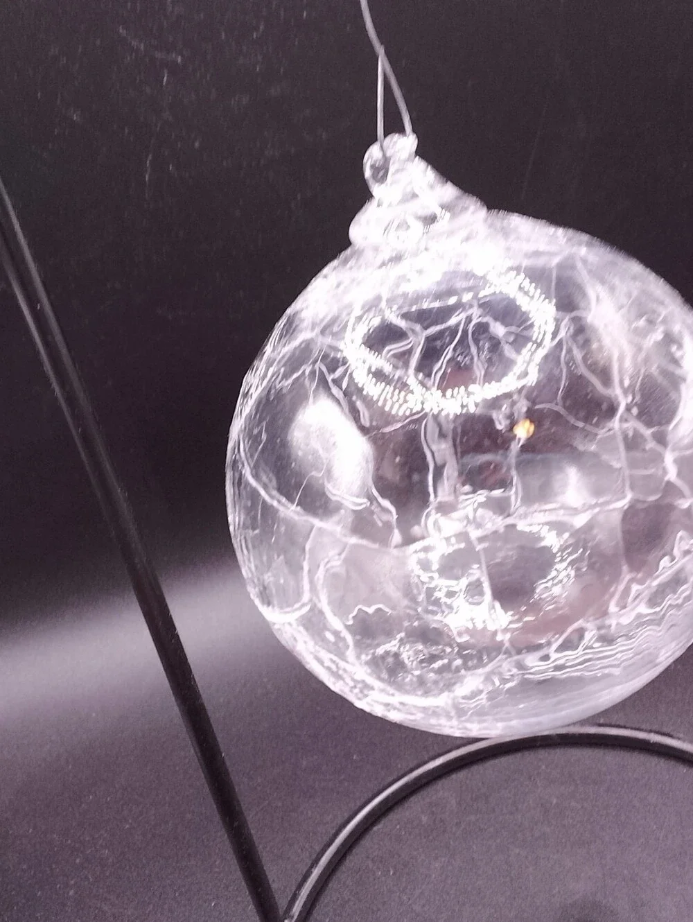 Stockholm Glasbruk Karin Hammar Branded Clear Crackle Glass Ornament